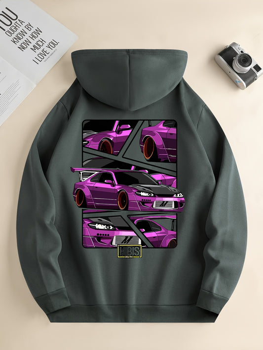 Race Car Print Hoodie, Hoodies For Men, Men's Casual Graphic Design Pullover Hooded Sweatshirt With Kangaroo Pocket Streetwear For Winter Fall, As Gifts
