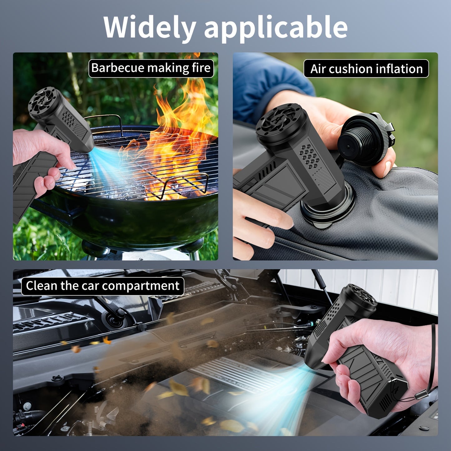 ANKNQ Cordless Air Duster 130000RPM, Adjustable Jet Fan, 4000mAh Rechargeable Lithium Battery, USB/Battery Powered, ≤36V, for Car/Motorcycle Dry Cleaning, Computer/Keyboard Dust Removal, Yard Debris Cleanup