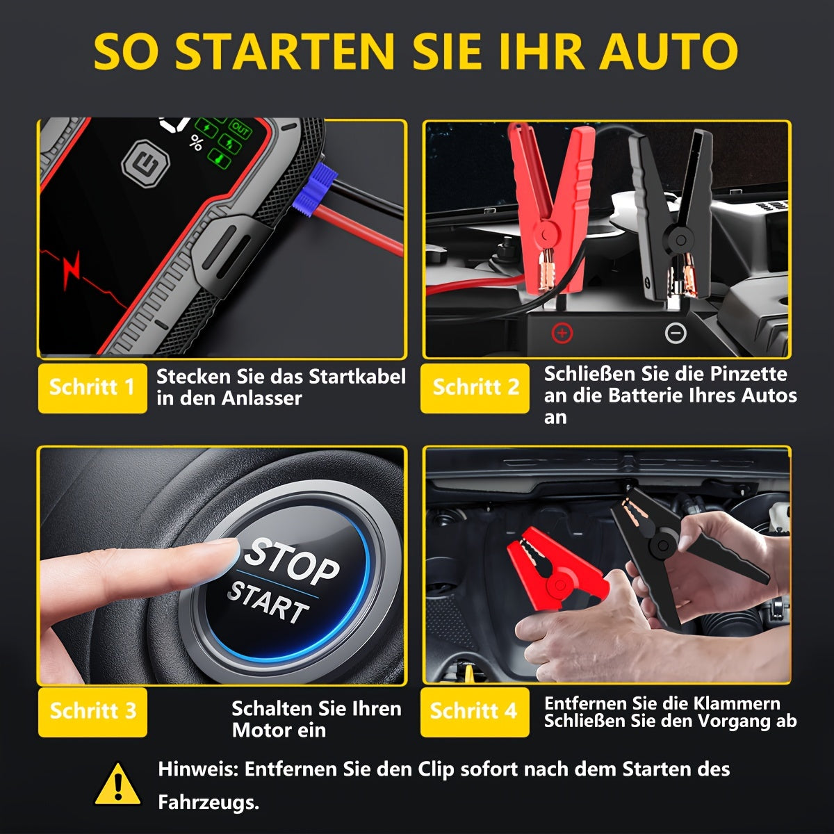 12V Car Jump Starter 6000A Peak Auto Battery Booster Pack Power Bank, Jump Box With LED Light LCD Screen