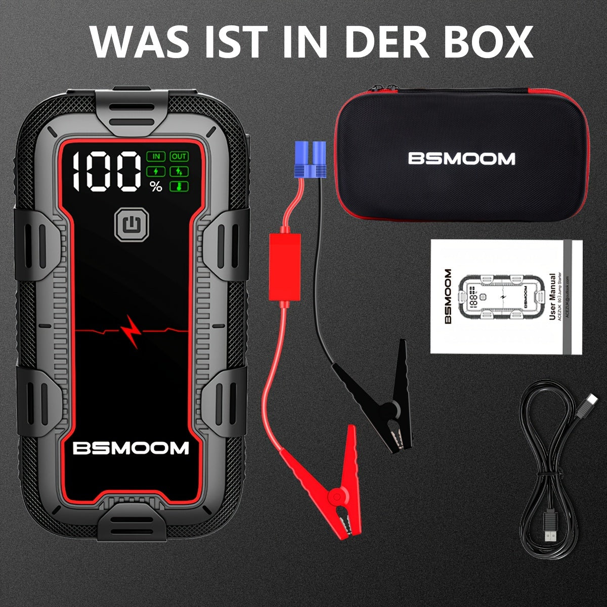 12V Car Jump Starter 6000A Peak Auto Battery Booster Pack Power Bank, Jump Box With LED Light LCD Screen