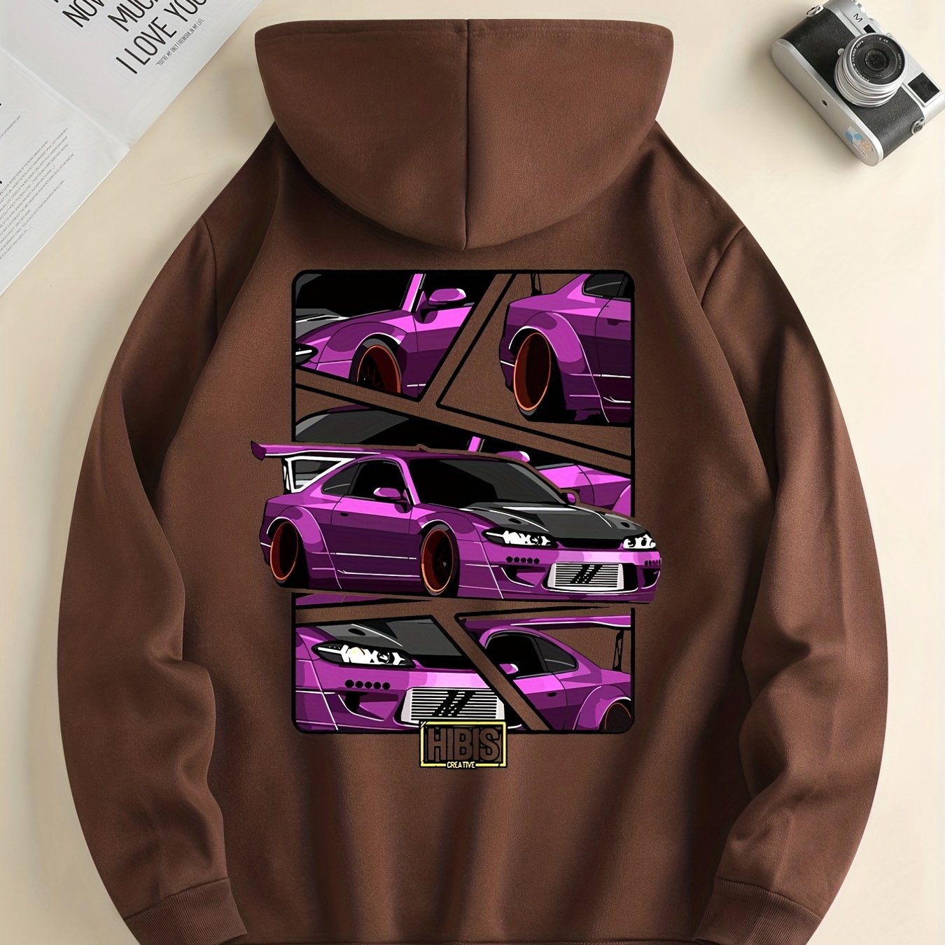Race Car Print Hoodie, Hoodies For Men, Men's Casual Graphic Design Pullover Hooded Sweatshirt With Kangaroo Pocket Streetwear For Winter Fall, As Gifts