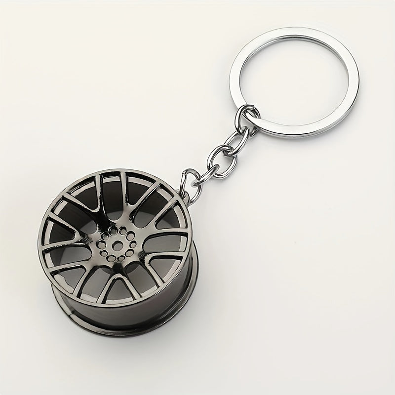 Men's Creative Car Modification Accessories Gifts, Metal Wheel Hub Pendant Keychain For Men