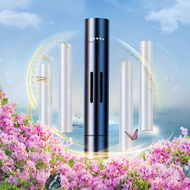 6pcs set of car air freshener; (1 set of car air outlet aromatherapy alloy diffuser with 5 solid aromatherapy supplement cores) car interior accessories; Car aromatherapy; Remove the odor inside the car and keep it fresh for