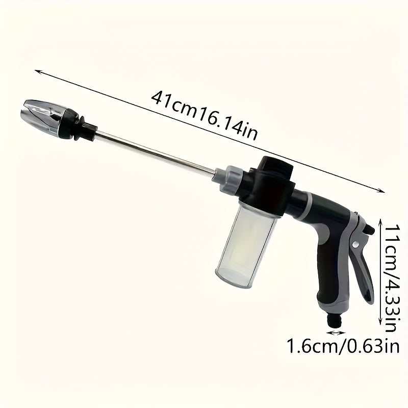 High-Pressure Car Wash Foam Gun with Long Handle – Adjustable Spray Nozzle for Cleaning, Watering, and Tire Inflation – Includes Foam Cannon and Pressure Spray Bottle – Stainless Steel Design